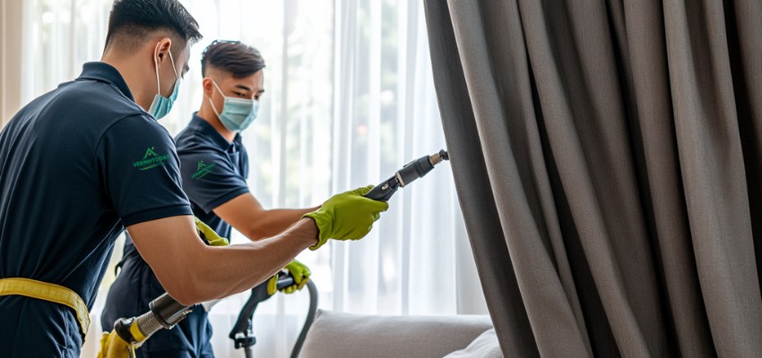 Đội ngũ nhân viên vệ sinh dịch vụ giặt rèm cửa quận Tân Bình chuyên nghiệp, chỉn chu trong quá trình giặt rèm cửa