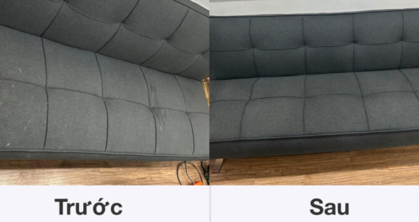 Hình ảnh trước và sau khi sử dụng dịch vụ giặt ghế sofa Hóc Môn tại nhà