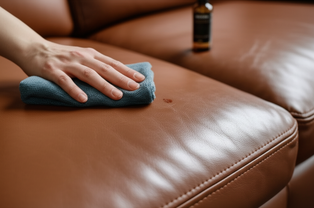 Cách làm sạch vết cafe trên ghế sofa da.