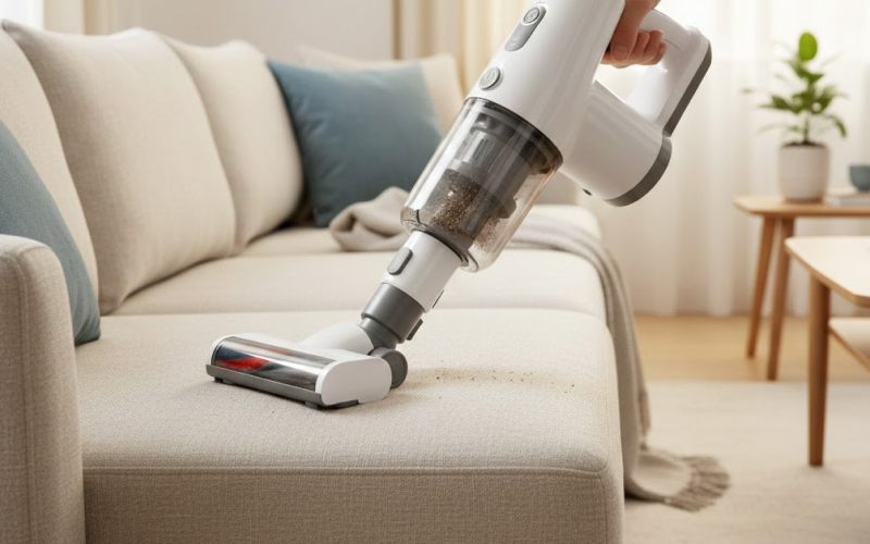 Vệ sinh sofa không cần tháo vỏ bằng cách dùng máy hút bụi