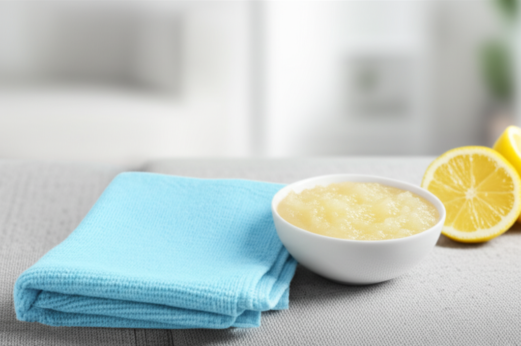 Hỗn hợp chanh và muối giúp làm sáng vải và khử mùi tự nhiên trên sofa.