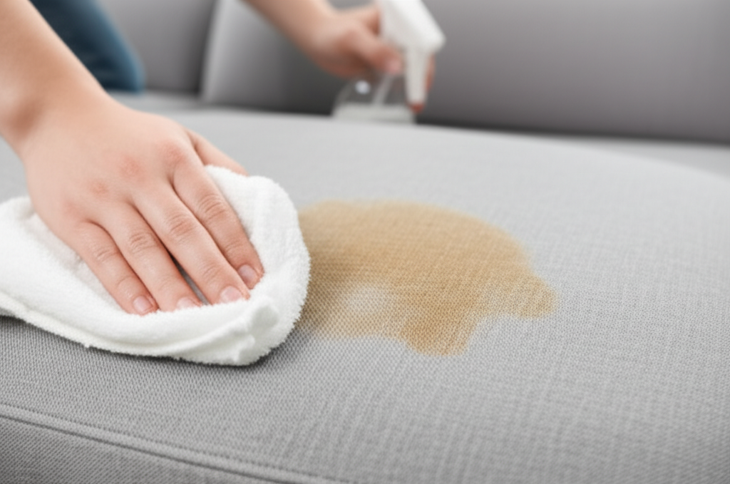 Hướng dẫn xử lý vết cafe trên ghế sofa vải.