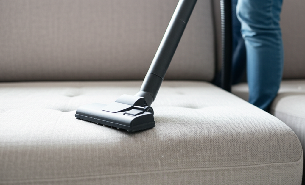 Hút bụi kỹ càng là bước đầu tiên và quan trọng để loại bỏ bụi bẩn, tro tàn trên sofa.