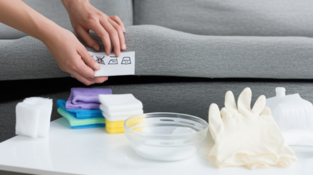 Luôn kiểm tra nhãn mác, hút bụi và thử sản phẩm tẩy rửa trước khi vệ sinh ghế sofa.
