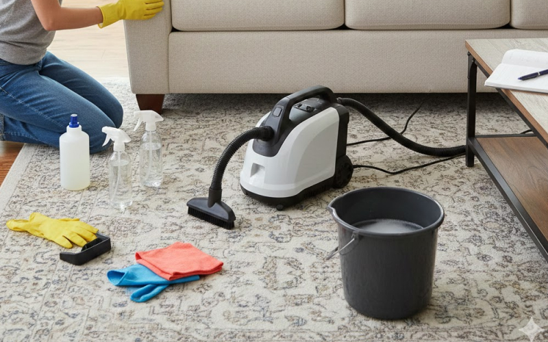 Chuẩn bị dụng cụ trước khi vệ sinh sofa