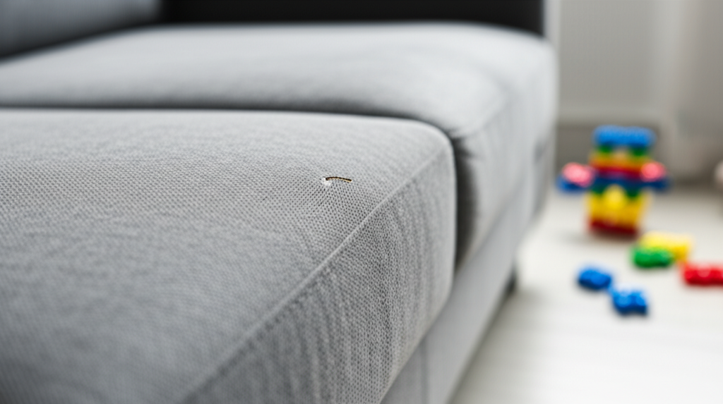 Vết keo dán trên sofa thường xuất hiện do trẻ nhỏ chơi đùa hoặc người lớn vô ý trong quá trình sửa chữa.