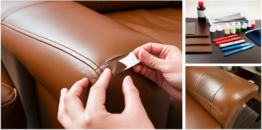 Khám phá các giải pháp tự sửa chữa sofa da bị bong tróc ngay tại nhà với bộ kit chuyên dụng hoặc miếng dán.