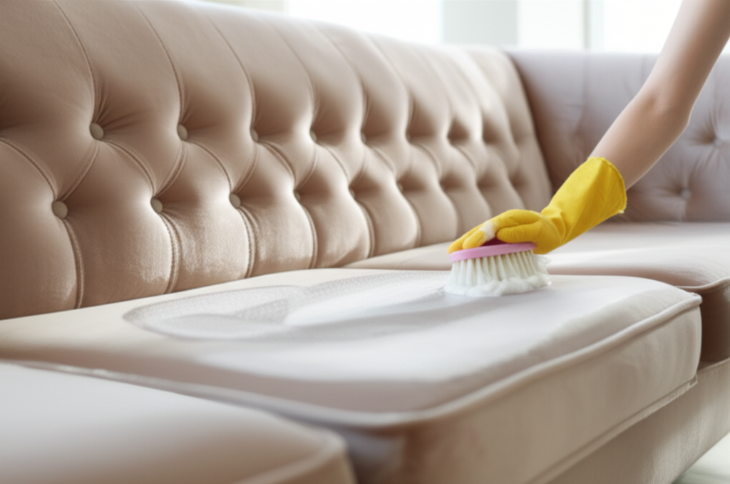 Phương pháp giặt khô dùng hóa chất dạng bột hoặc bọt, không cần nước, an toàn cho chất liệu nhạy cảm.