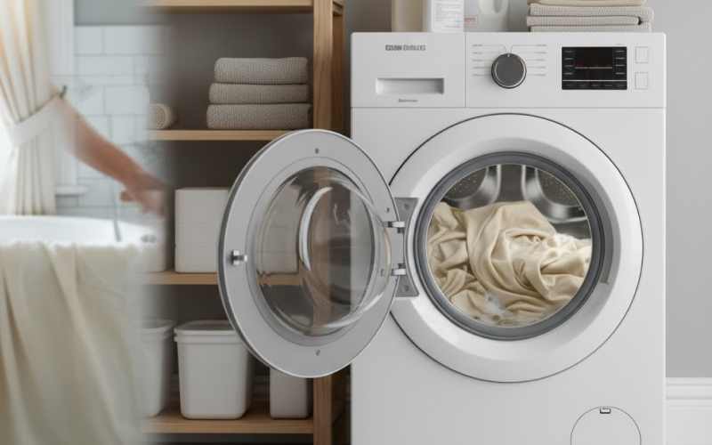 Ưu nhược điểm khi giặt rèm vải bằng máy