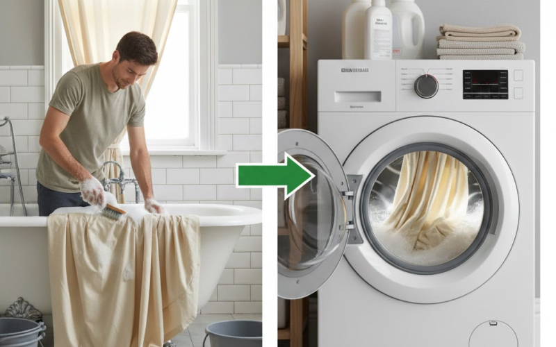 Nên Giặt Rèm Vải Bằng Tay Hay Máy