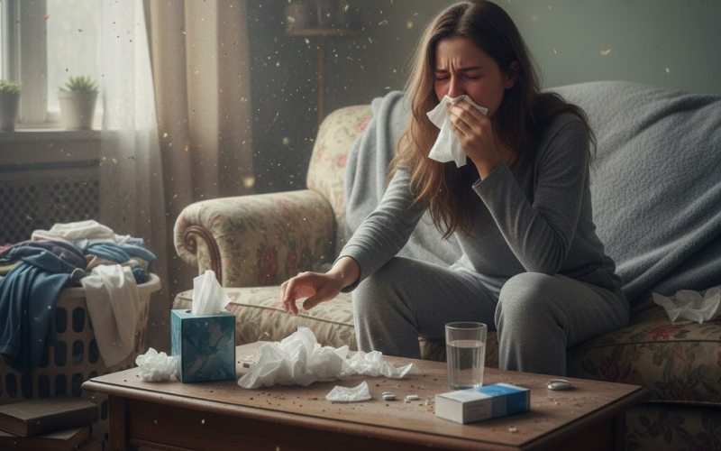 Viêm mũi dị ứng là một trong những căn bệnh phố biến nếu không vệ sinh rèm cửa định kỳ