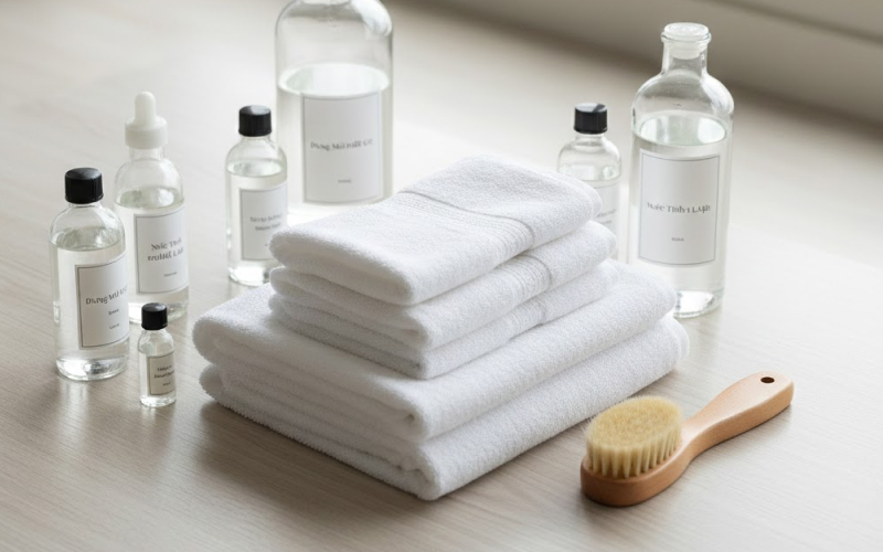 Chuẩn Bị Dụng Cụ Làm Sạch Vết Máu Khô Trên Rèm