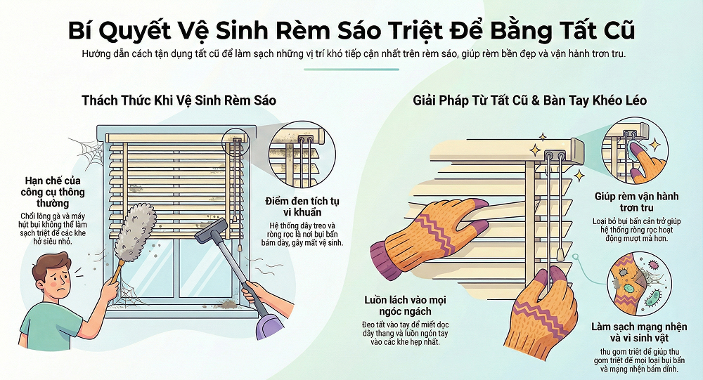 Kỹ thuật xử lý Bụi Bẩn Tại Các Vị Trí Khó Tiếp Cận Của Rèm