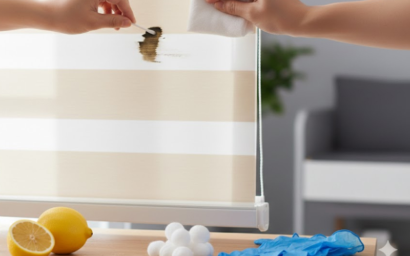 Dùng chanh để tẩy mực bút lông trên rèm cầu vòng