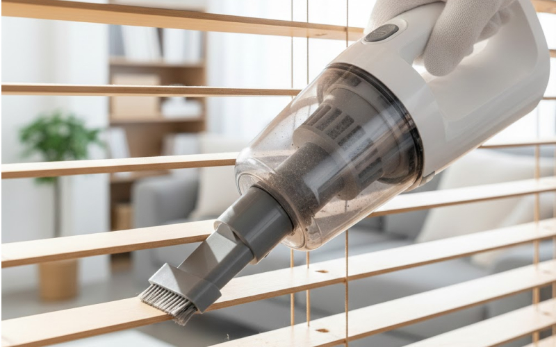 Máy hút bụi mini để vệ sinh rèm sáo gỗ