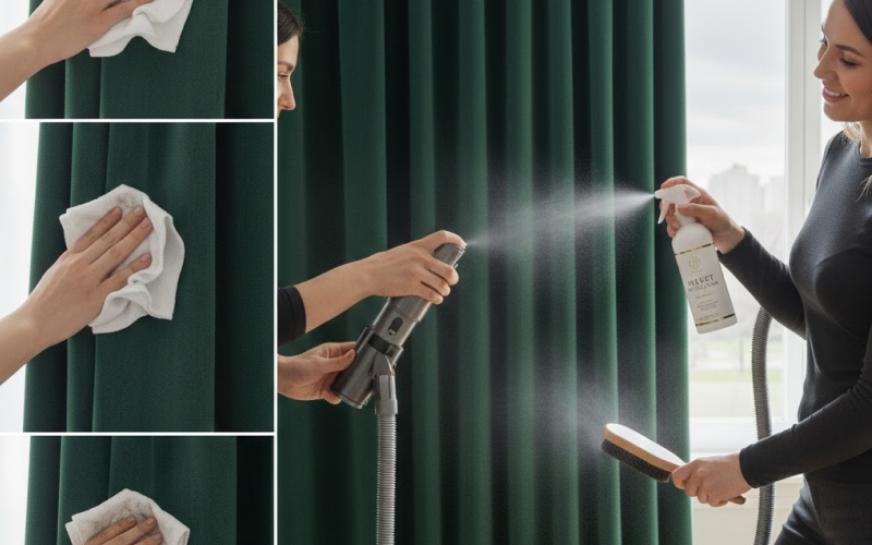 Quy trình kỹ thuật giặt khô rèm nhung tại nhà chi tiết