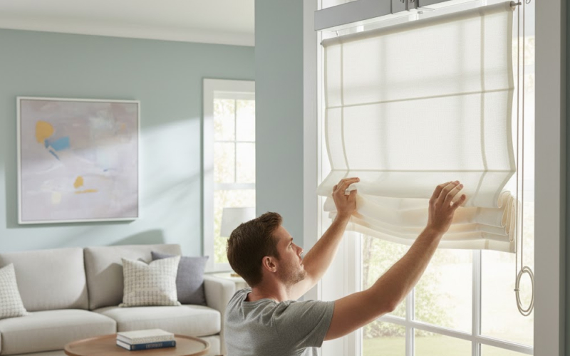 Các bước lắp rèm Roman sau khi hoàn tất vệ sinh rèm cửa tại nhà