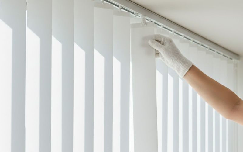 Lắp lại rèm lá dọc sau khi vệ sinh xong