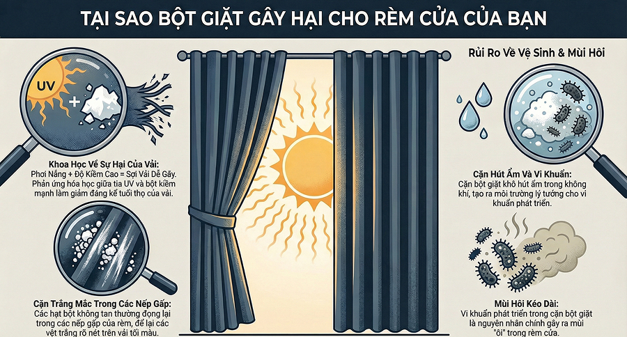 Tại sao rèm cửa thường nhạy cảm với các loại bột giặt