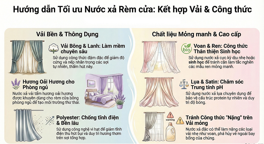 Nước Xả Vải Cho Rèm Cửa Nên Chọn Loại Nào Tùy Theo Chất Liệu?
