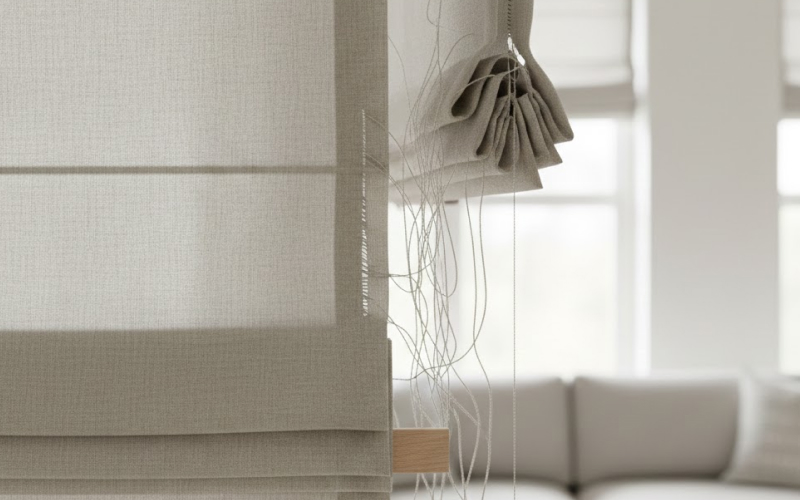 Tác hại khi không sửa rèm Roman bị bung chỉ may