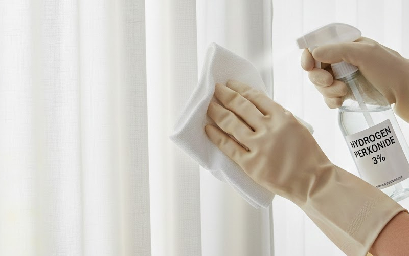 Lưu Ý An Toàn Và Tối Ưu Hiệu Quả Tẩy Vết Ố Vàng Trên Rèm Cửa Bằng Oxy Già