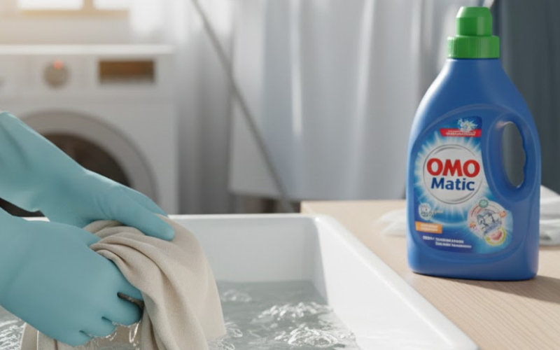 Nước giặt Omo Matic dùng cho giặt rèm